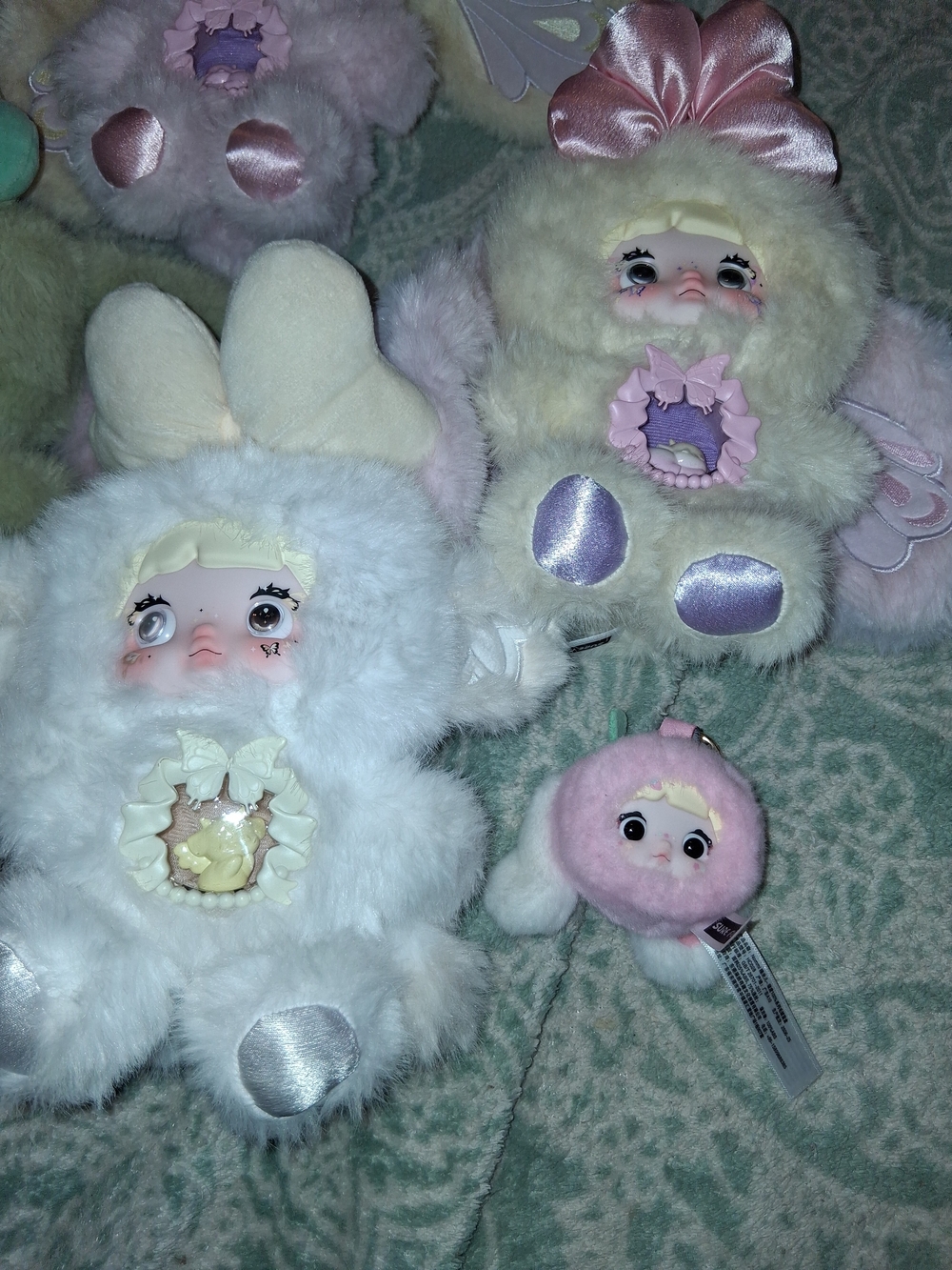 Plush Pastel Bunny & Bear Kids Toy Set - White, Pink, Mint NOMMI - Picture 3 of 4